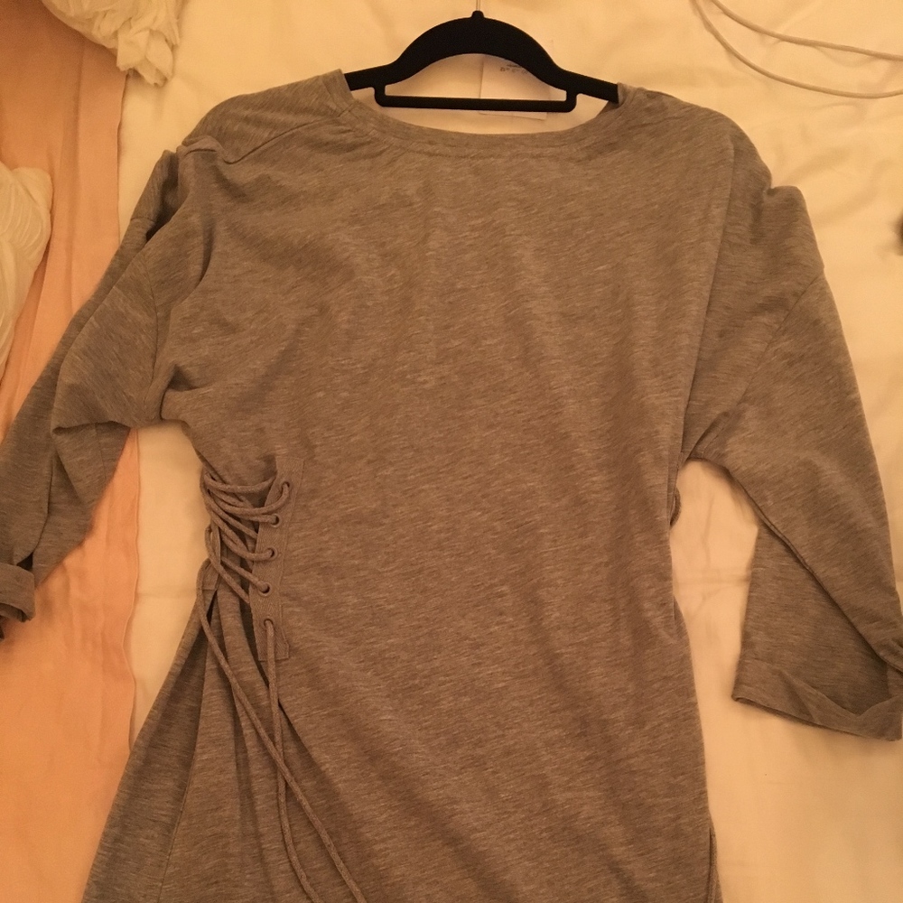 Top Shop Grey Long Sleeved Dress